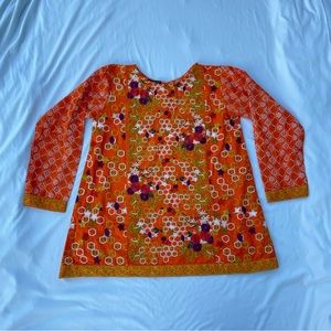 Pakistani Orange geometric Kurti